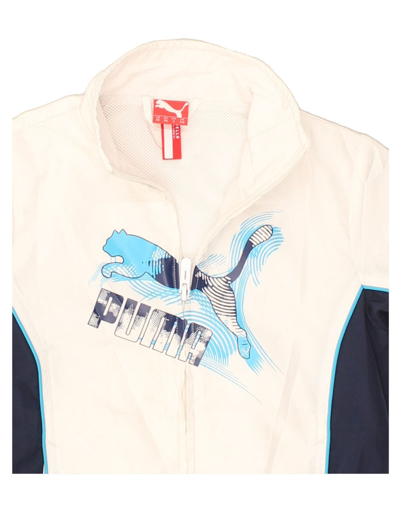 PUMA Boys Graphic Tracksuit Top Jacket 5-6 Years White Colourblock | Vintage Puma | Thrift | Second-Hand Puma | Used Clothing | Messina Hembry 