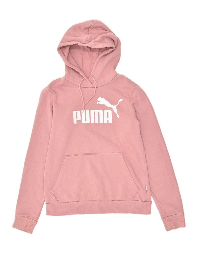 PUMA Womens Graphic Hoodie Jumper UK 10 Small Pink Cotton | Vintage Puma | Thrift | Second-Hand Puma | Used Clothing | Messina Hembry 