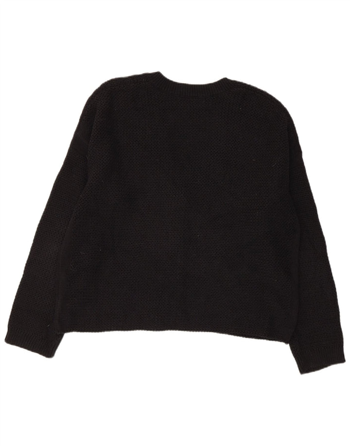 MARKS & SPENCER Womens Crop Cardigan Sweater UK 14 Medium Black Cotton