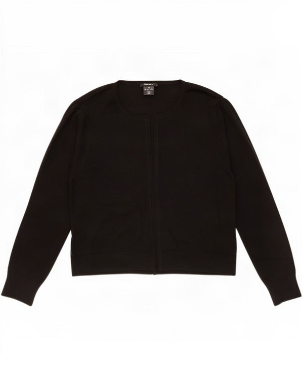 Dkny Womens Open Cardigan Sweater UK 18 XL Black Polyester