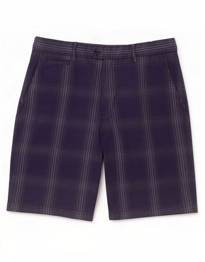 Marks & Spencer Mens Chino Shorts Large W34 Blue Check Cotton