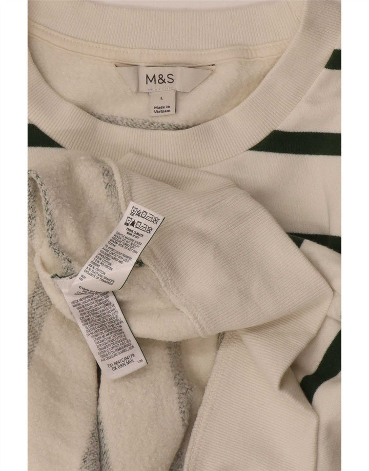 Marks & Spencer Womens Sweatshirt Jumper UK 16 Large White Striped