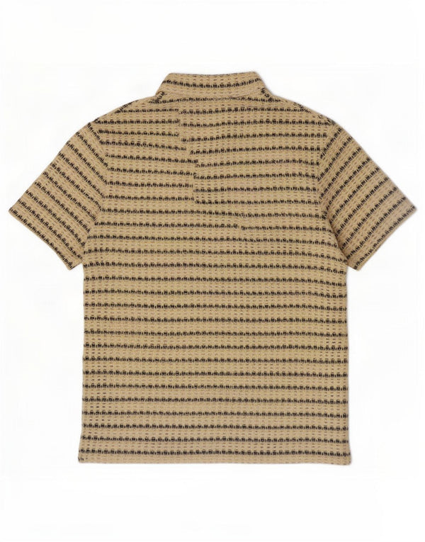 Zara Mens See Through Polo Shirt Medium Yellow Striped Cotton