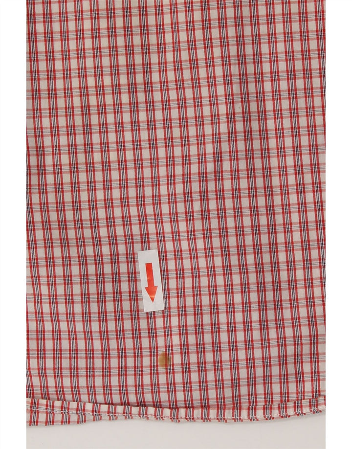Benetton Mens Short Sleeve Shirt XL Red Check Cotton