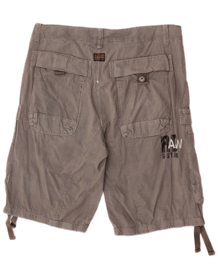 G-Star Mens Cargo Shorts W34 Large Grey Check Cotton