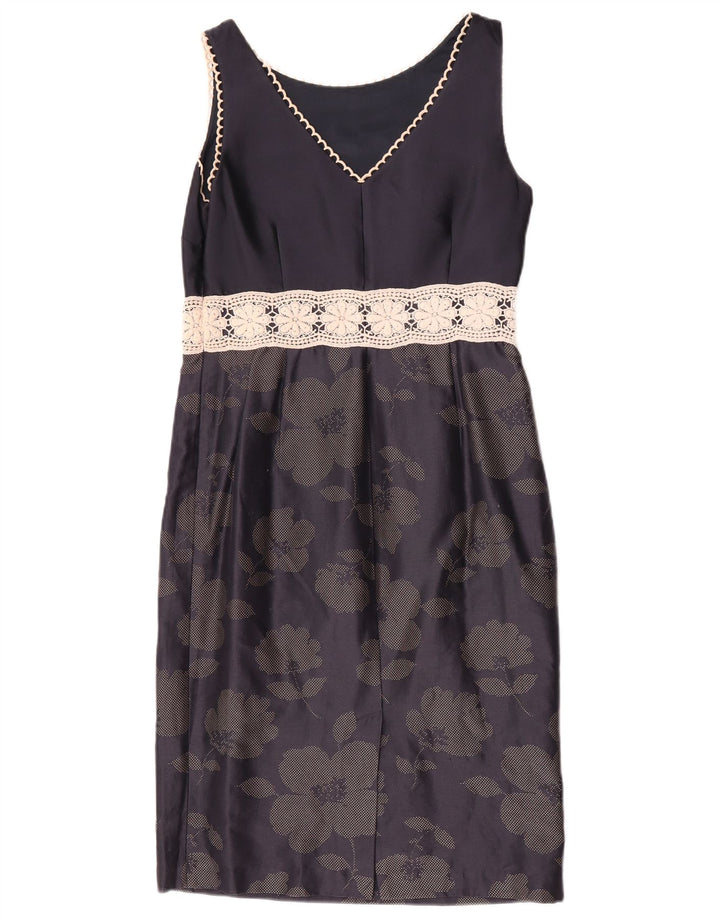 Fenn Wright Manson Womens Sheath Dress UK 10 Small Navy Blue Floral