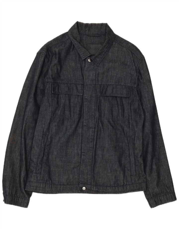 Hugo Boss Mens Utility Jacket IT 48 Medium Navy Blue Cotton