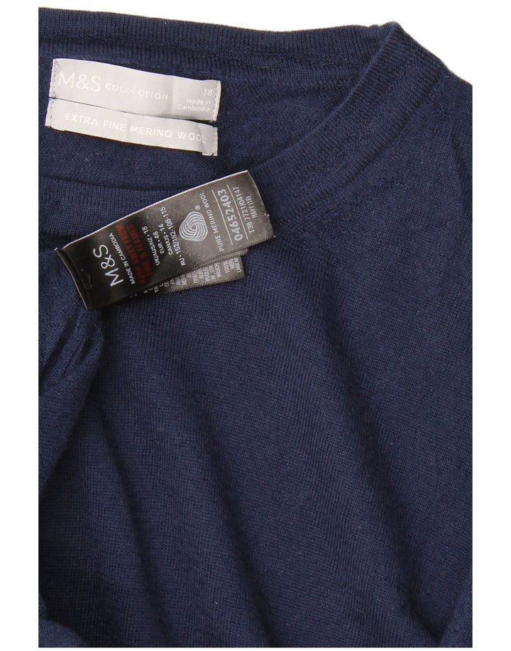 MARKS & SPENCER Womens Boat Neck Jumper Sweater UK 18 XL Navy Blue