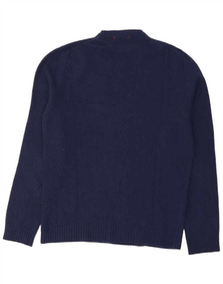 Woolrich Mens Graphic Crew Neck Jumper Sweater Medium Navy Blue Wool USA