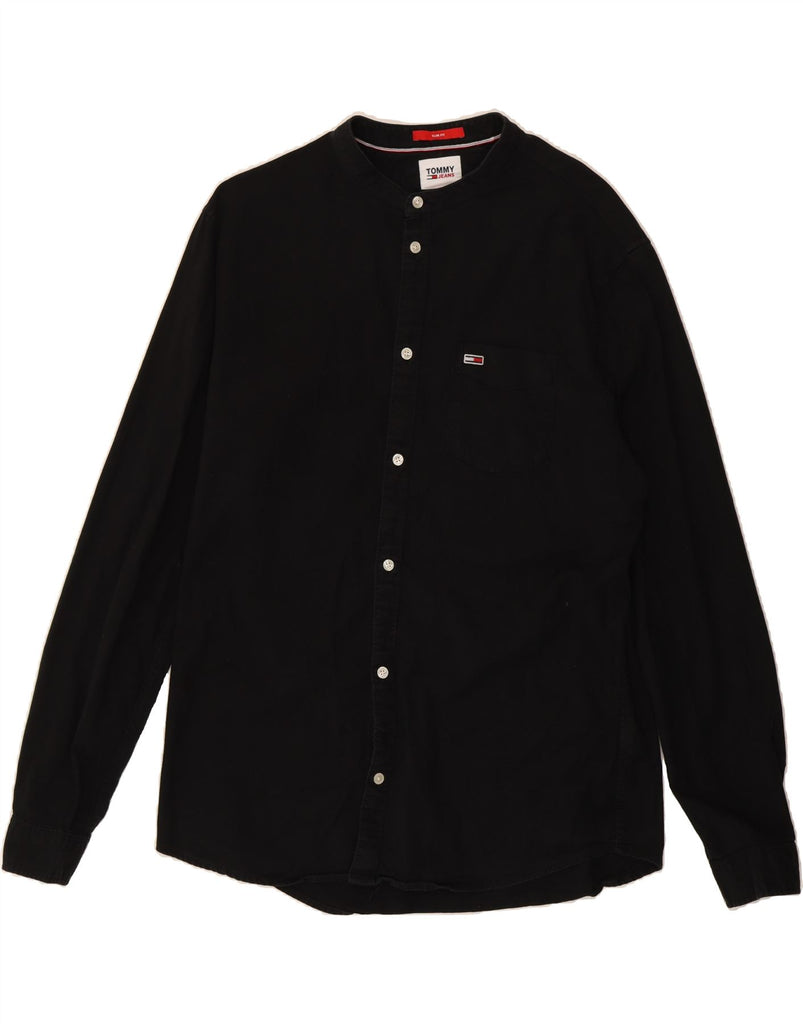 TOMMY HILFIGER Mens Slim Fit Shirt XL Black Cotton Vintage Tommy Hilfiger and Second-Hand Tommy Hilfiger from Messina Hembry 