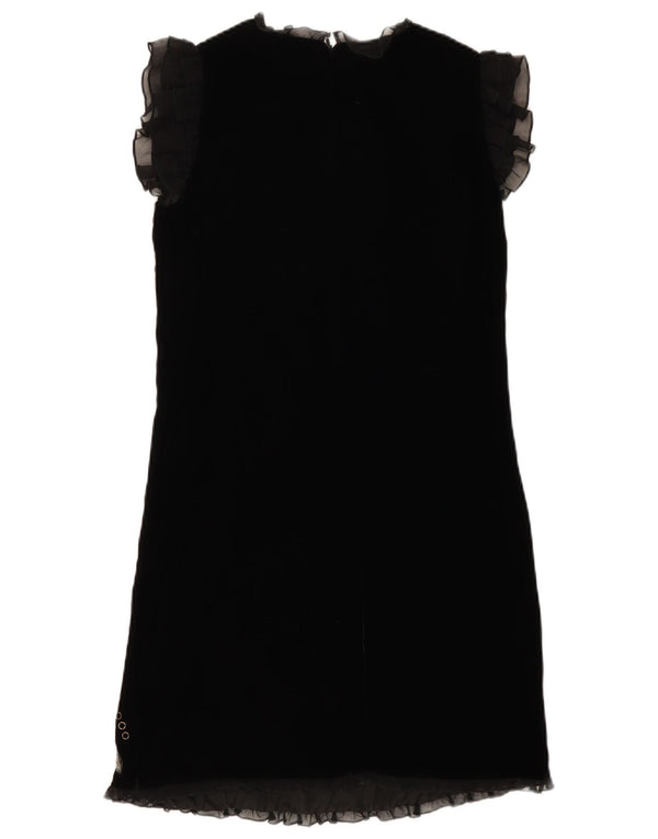 Richmond Girls Velvet Shift Dress 12-13 Years Black Spotted Viscose