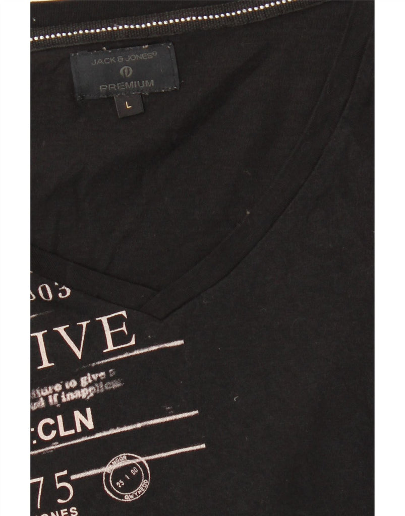 JACK & JONES Mens Graphic T-Shirt Top Large Black Cotton Vintage Jack & Jones and Second-Hand Jack & Jones from Messina Hembry 