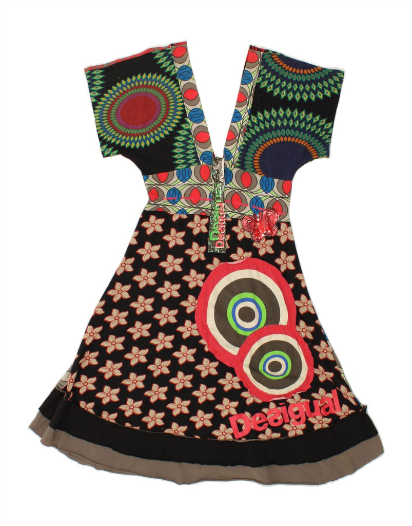 DESIGUAL Womens Graphic A-Line Dress UK 8 Small Multicoloured Floral Vintage Desigual and Second-Hand Desigual from Messina Hembry 