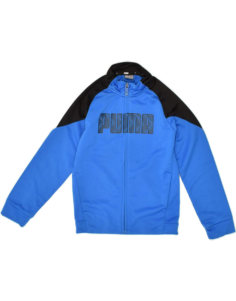 PUMA Boys Graphic Tracksuit Top Jacket 7-8 Years Blue Colourblock | Vintage Puma | Thrift | Second-Hand Puma | Used Clothing | Messina Hembry 