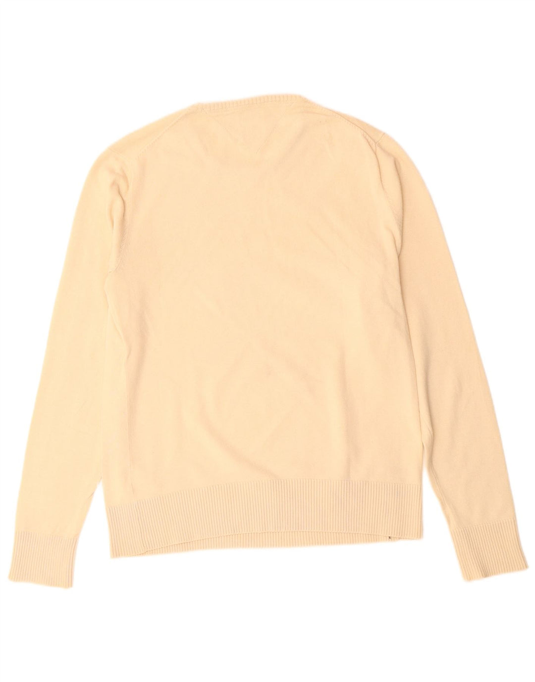TOMMY HILFIGER Mens Crew Neck Jumper Sweater Small Beige Cotton
