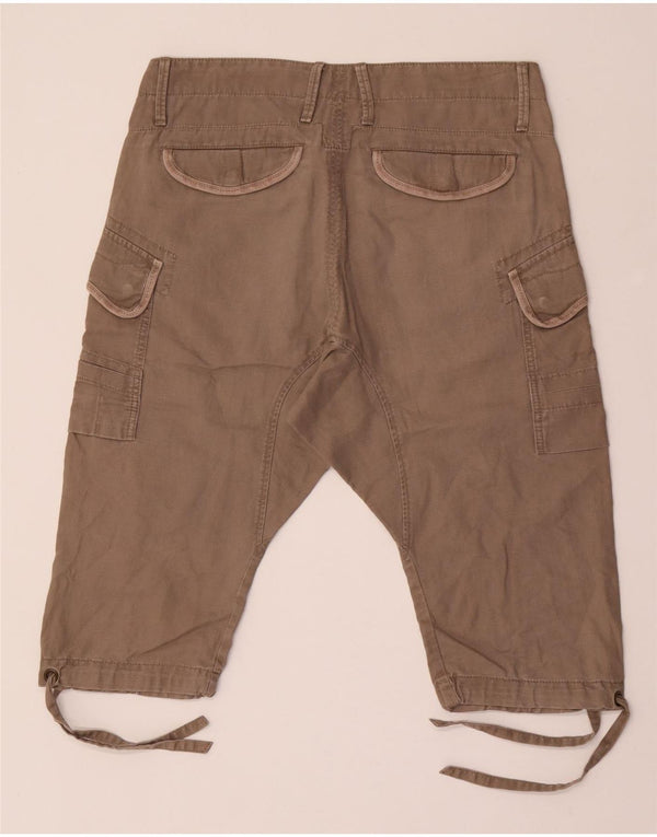 Replay Womens High Waist Cargo Shorts W32 Large Grey Cotton