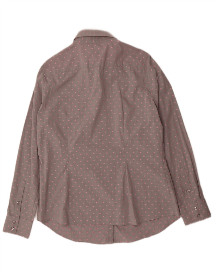 Hawes & Curtis Womens Shirt UK 14 Large Grey Spotted