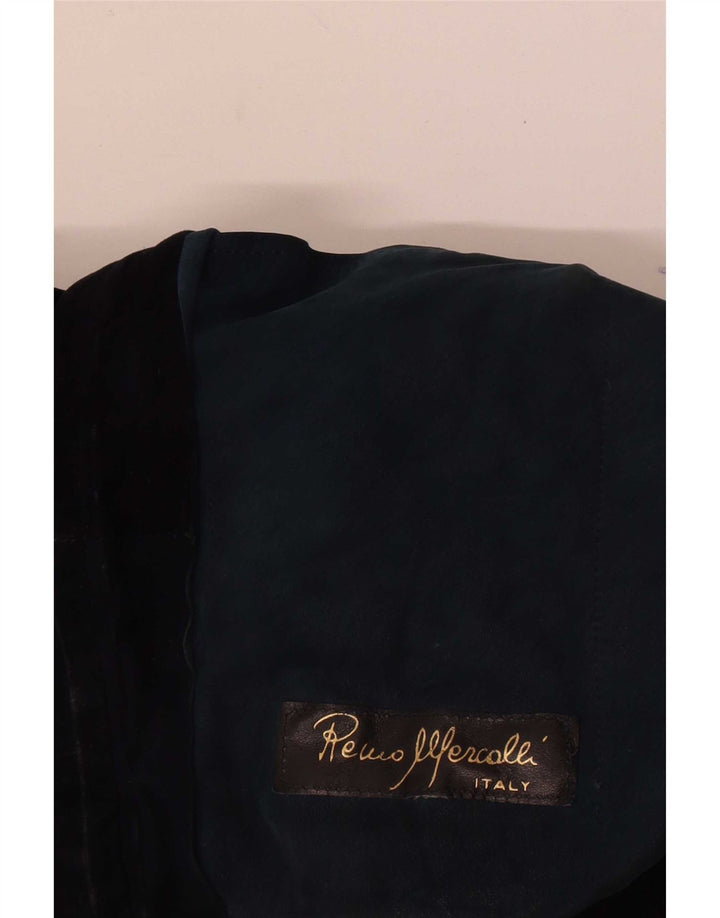 Vintage Mens Suede Bomber Jacket UK 36 Small Navy Blue