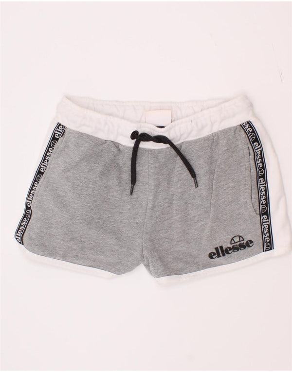 Ellesse Girls Graphic Sport Shorts 8-9 Years Grey Colourblock Cotton