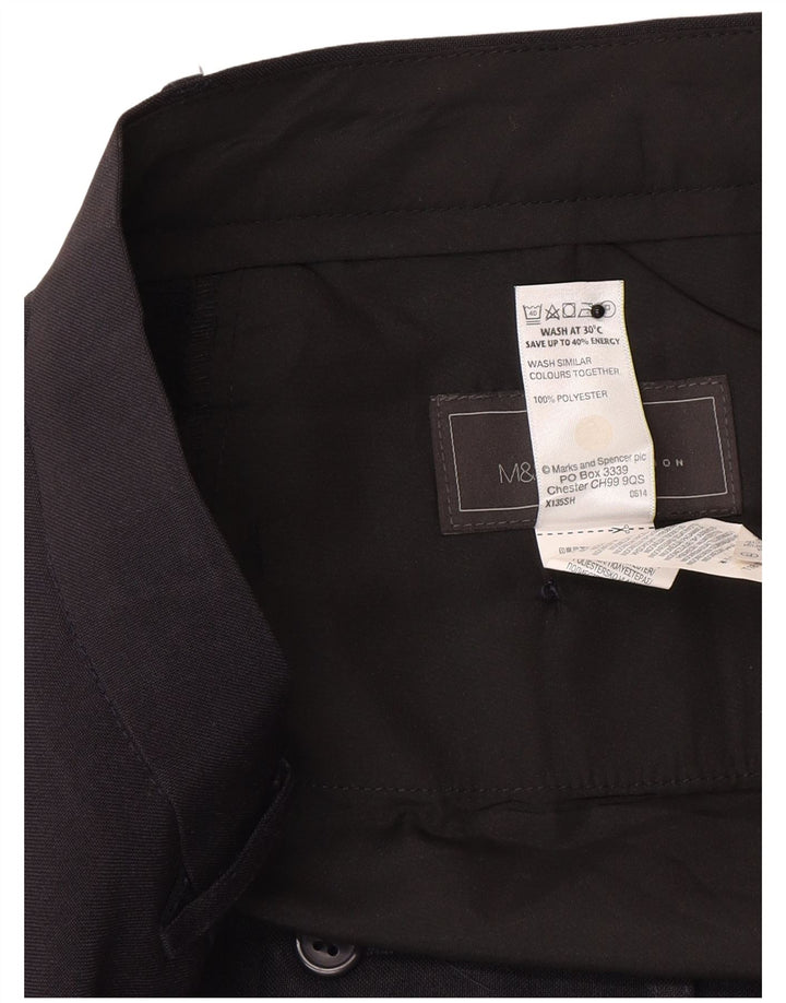 Marks & Spencer Mens Straight Suit Trousers W36 L31 Navy Blue Polyester