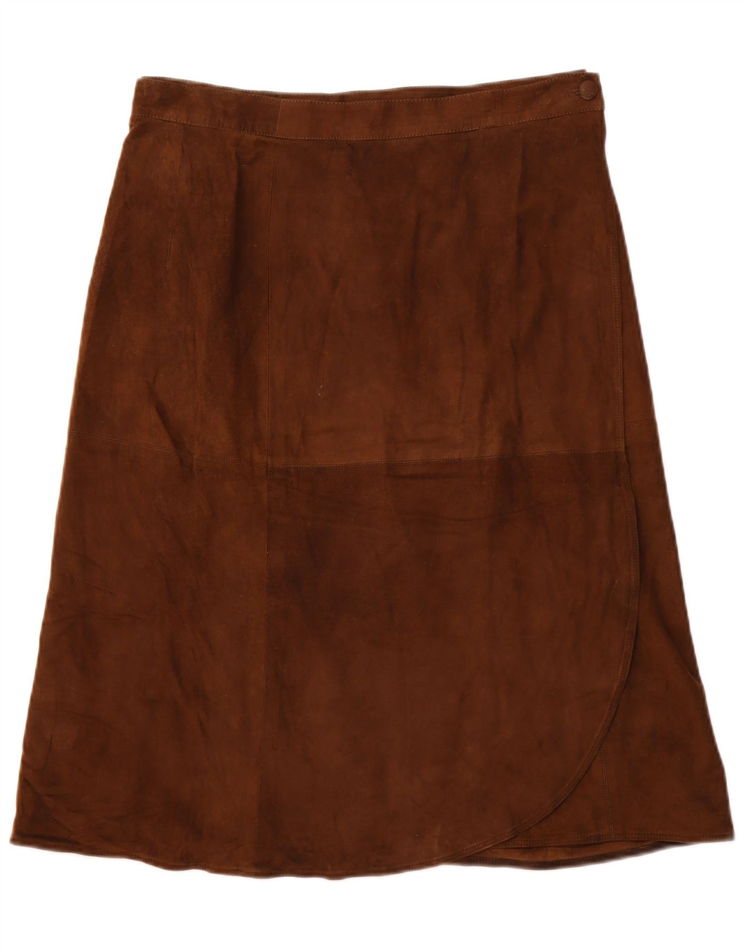 VINTAGE Womens Suede Wrap Skirt W34 Large Brown