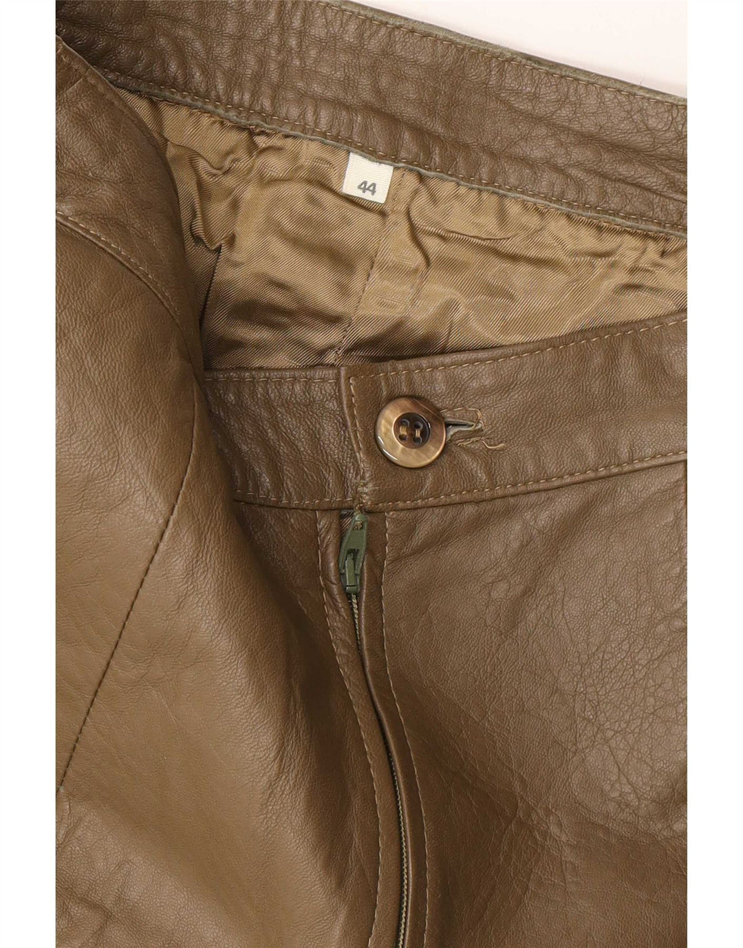 Vintage Womens Leather Skirt IT 44 Medium W28 Khaki