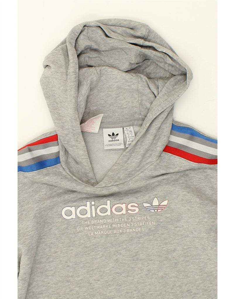 ADIDAS Boys Graphic Hoodie Jumper 13-14 Years Grey Cotton | Vintage Adidas | Thrift | Second-Hand Adidas | Used Clothing | Messina Hembry 