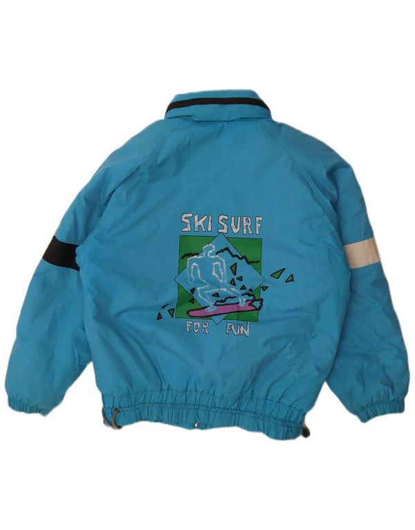 Brugi Mens Loose Fit Graphic Ski Jacket UK 36 Small Blue Colourblock