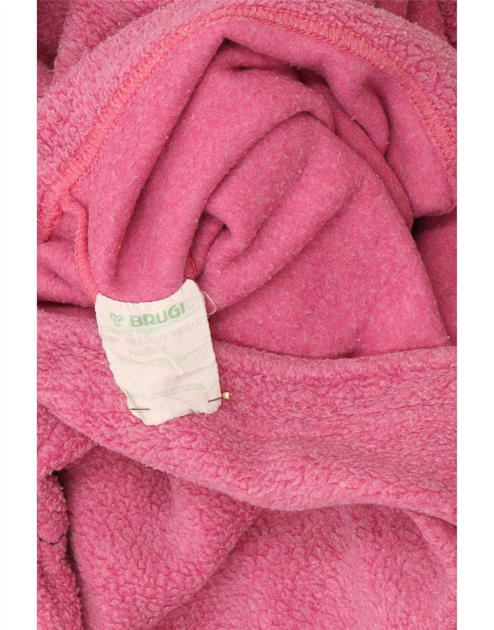 Brugi Mens Graphic Zip Neck Fleece Jumper Small Pink Polyester