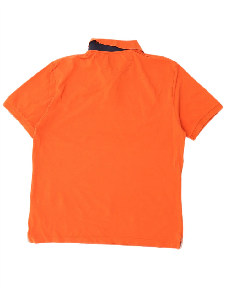 Hackett Mens Slim Fit Polo Shirt Large Orange Cotton