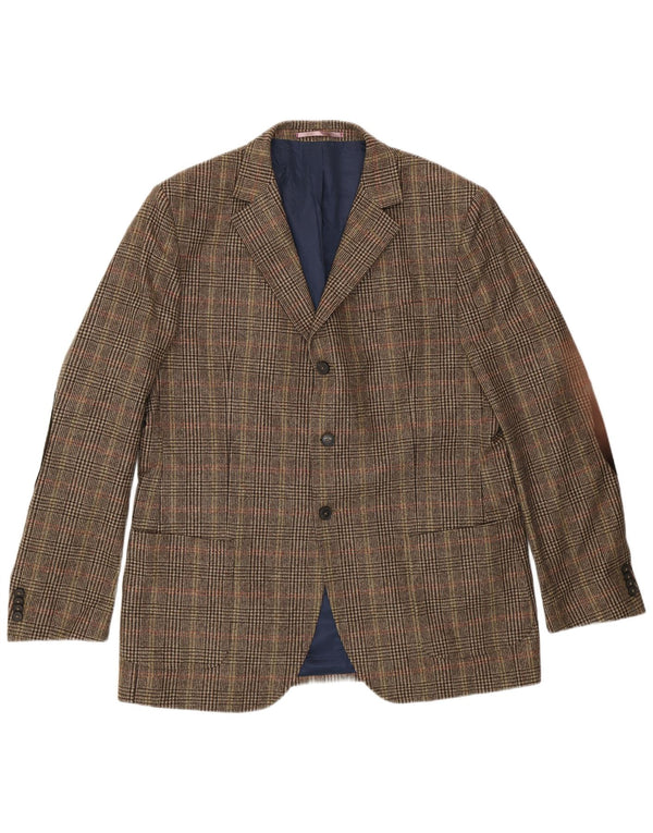 Gant Mens 3 Button Blazer Jacket UK 44 2XL Brown Houndstooth