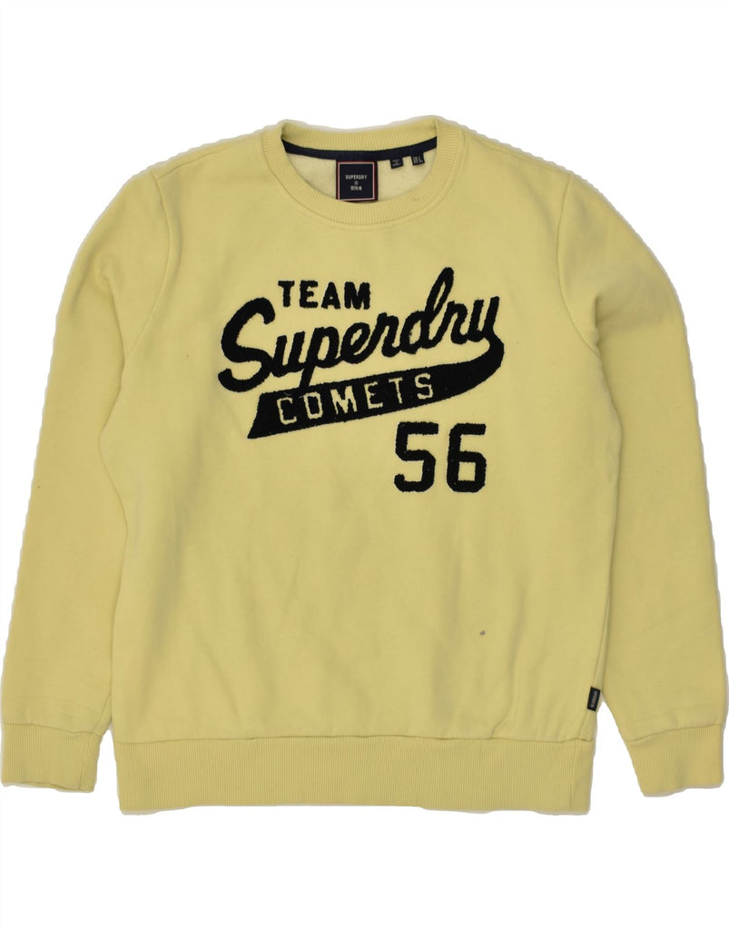 SUPERDRY Womens Graphic Sweatshirt Jumper UK 10 Small Yellow Cotton | Vintage Superdry | Thrift | Second-Hand Superdry | Used Clothing | Messina Hembry 