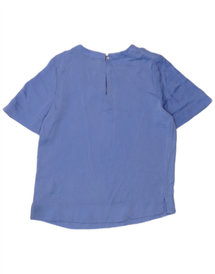 Marks & Spencer Womens Short Sleeve Blouse Top UK 10 Small Blue Polyester