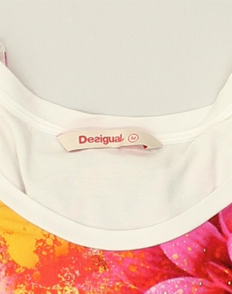 DESIGUAL Womens Sleeveless Blouse Top UK 12 Medium White Floral Viscose | Vintage Desigual | Thrift | Second-Hand Desigual | Used Clothing | Messina Hembry 