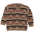 Alcatraz Mens V-Neck Jumper Sweater XL Multicoloured Geometric Wool