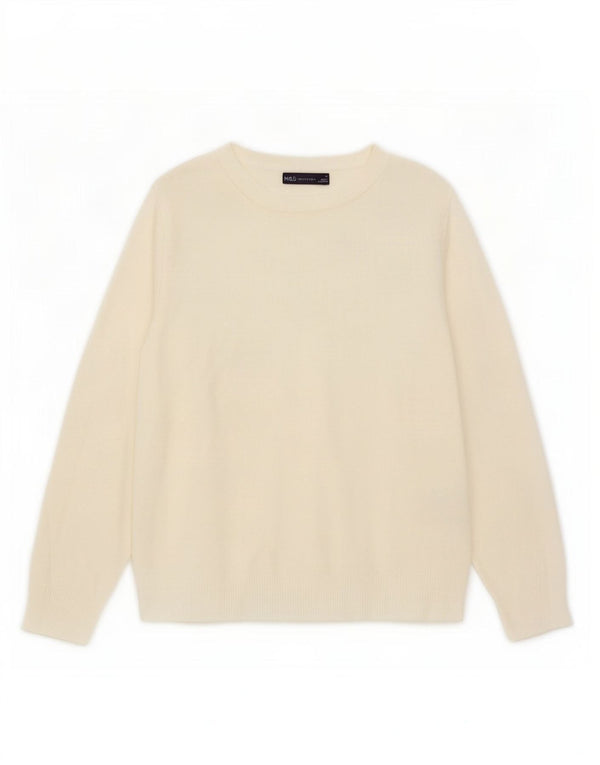 Marks & Spencer Womens Boat Neck Jumper Sweater UK 10 Small Beige Acrylic