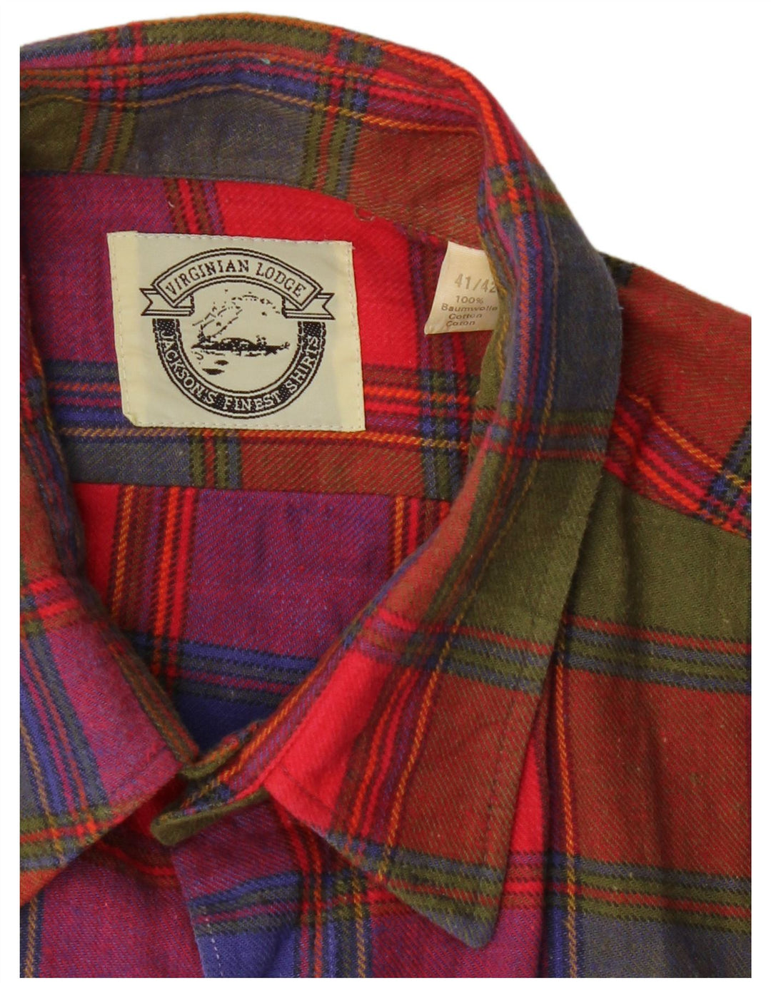 VINTAGE Mens Flannel Shirt Size 41/42 Large Multicoloured Check Cotton