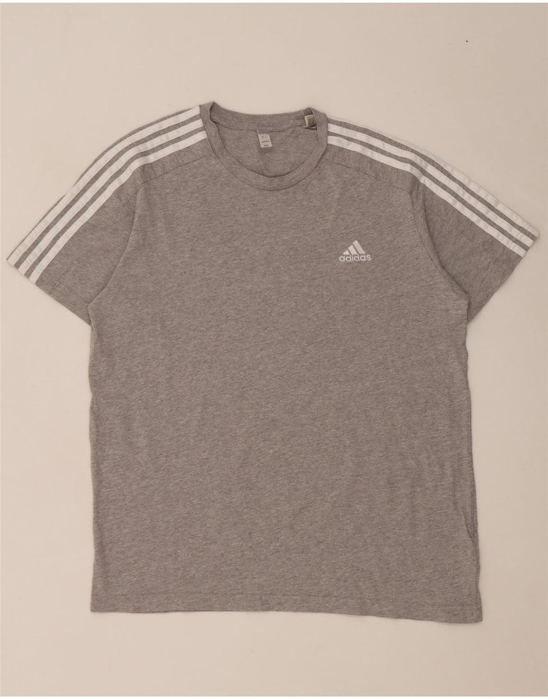Adidas Mens T-Shirt Top Large Grey Flecked Cotton