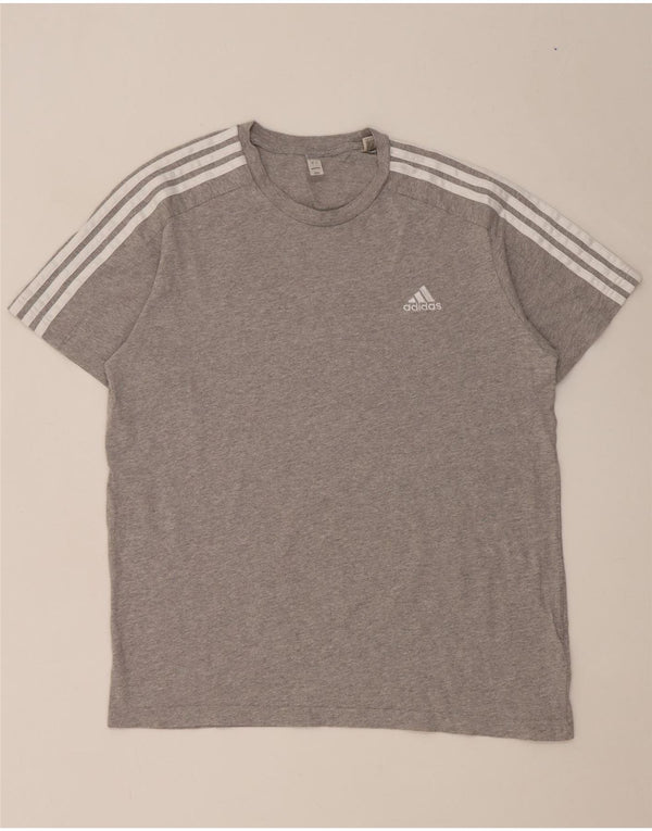 Adidas Mens T-Shirt Top Large Grey Flecked Cotton