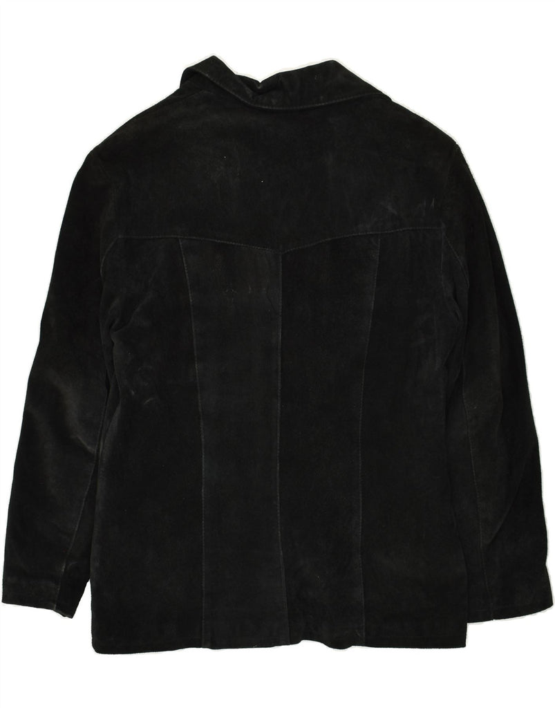 VINTAGE Womens Leather 4 Button Blazer Jacket UK 16 Large Black Viscose | Vintage Vintage | Thrift | Second-Hand Vintage | Used Clothing | Messina Hembry 