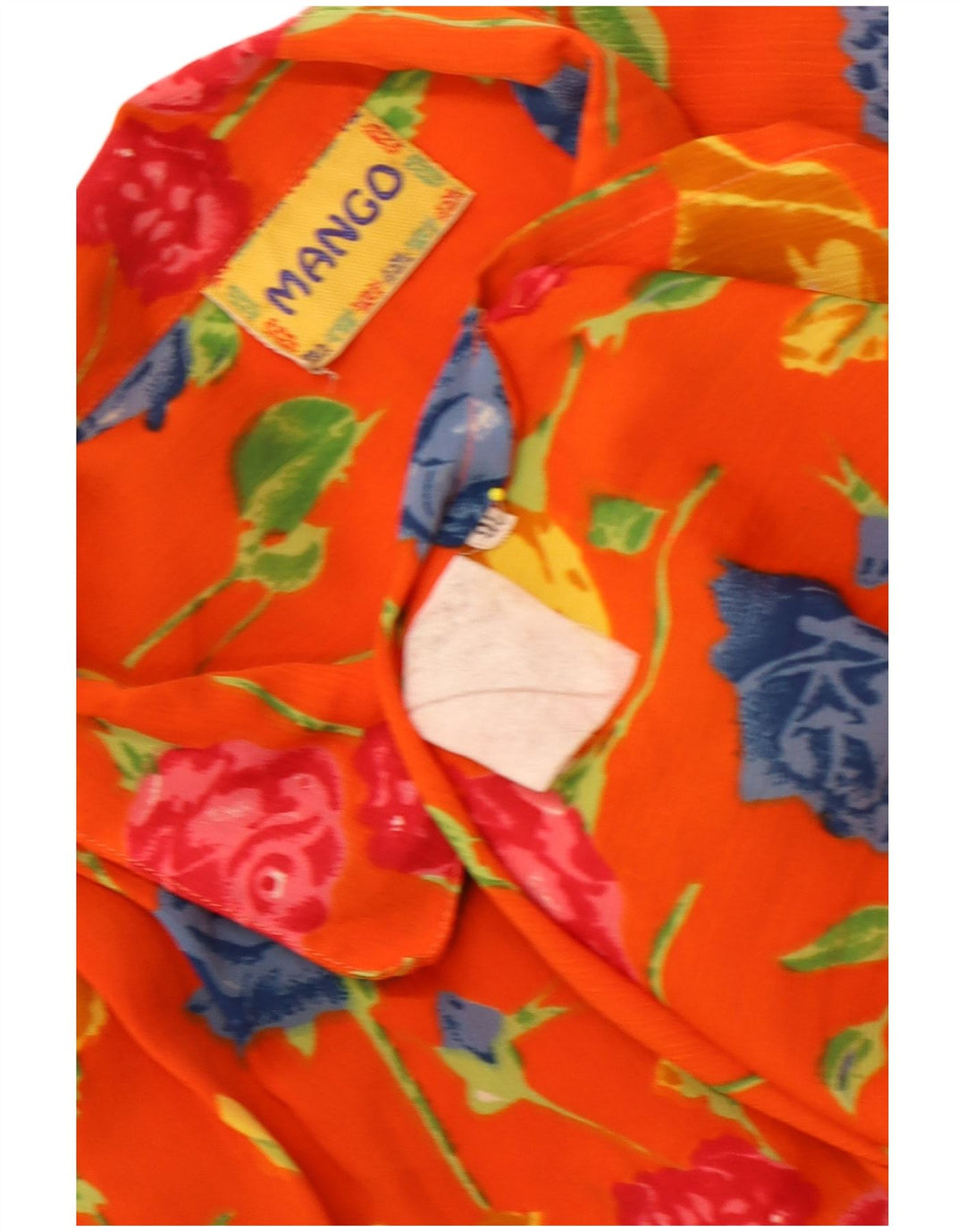 Mango Womens Short Sleeve Oversized Shirt Blouse UK 16 Large Orange Floral