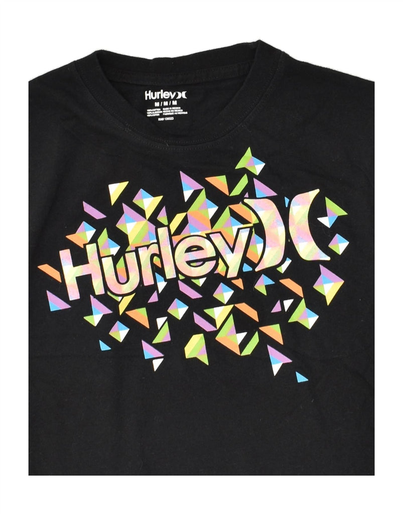 HURLEY Womens Graphic T-Shirt Top UK 12 Medium Black Cotton | Vintage Hurley | Thrift | Second-Hand Hurley | Used Clothing | Messina Hembry 