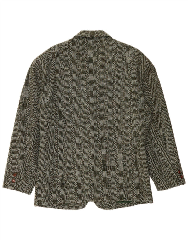 Vintage Mens 2 Button Blazer Jacket UK 38 Medium Green Striped Wool
