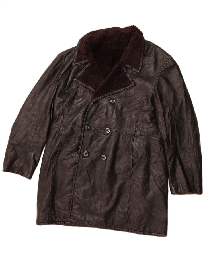 VINTAGE Mens Double Breasted Overcoat UK 40 Large Black