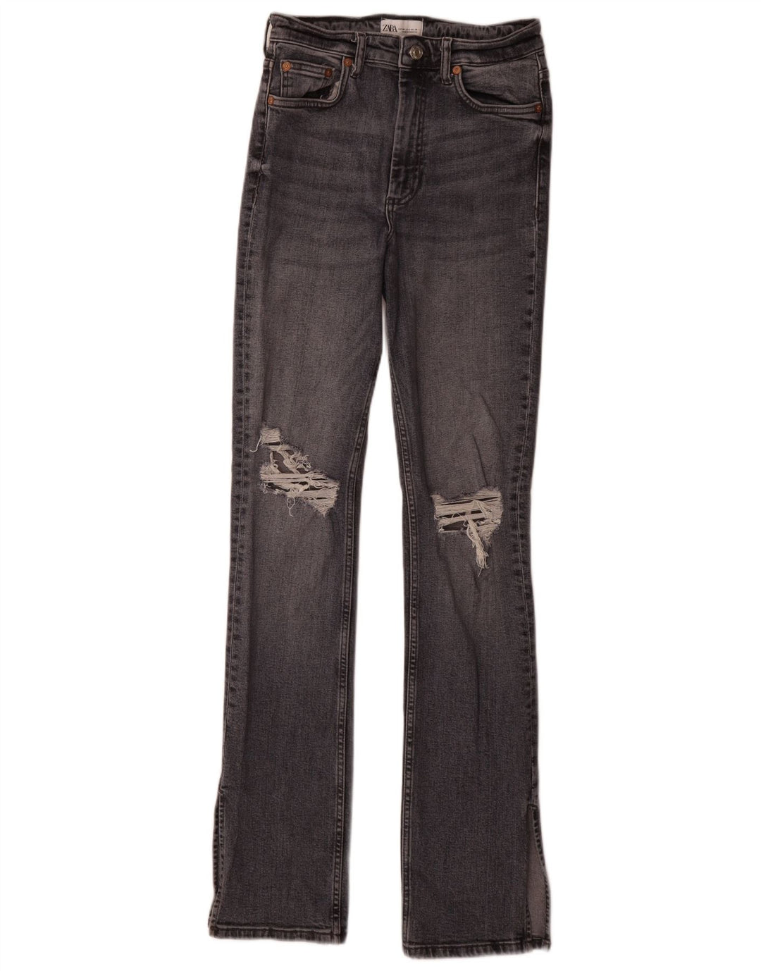 Zara Womens Distressed Slim Jeans EU 38 Small W28 L34 Grey Cotton