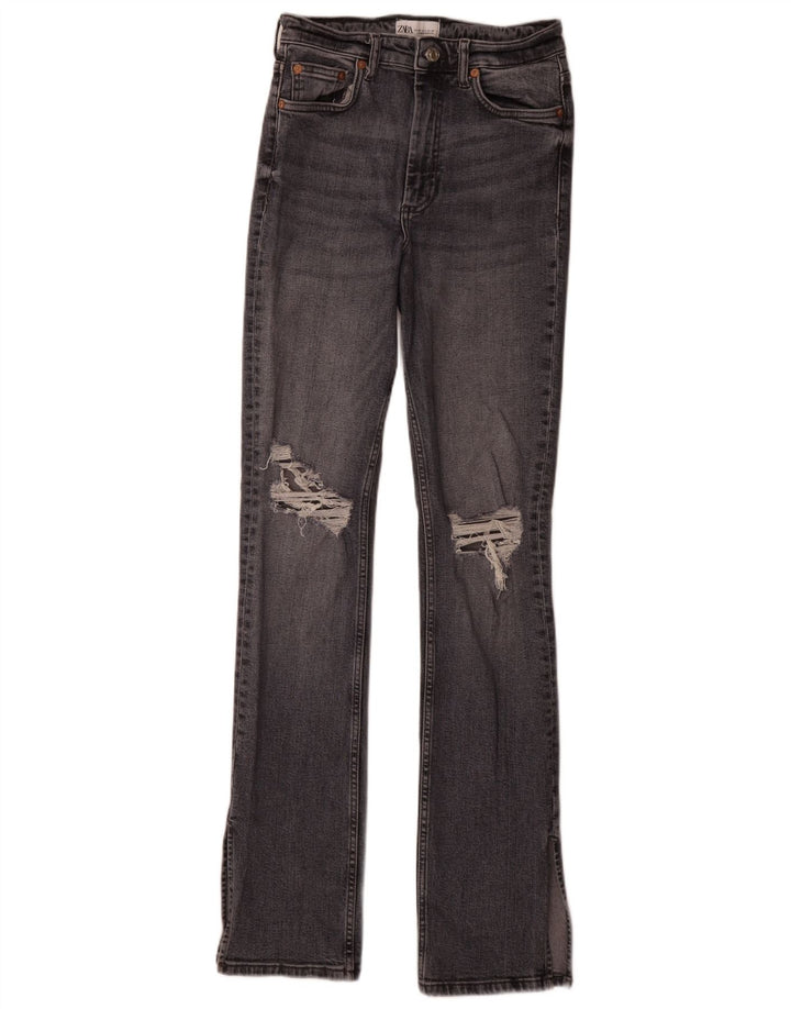 Zara Womens Distressed Slim Jeans EU 38 Small W28 L34 Grey Cotton