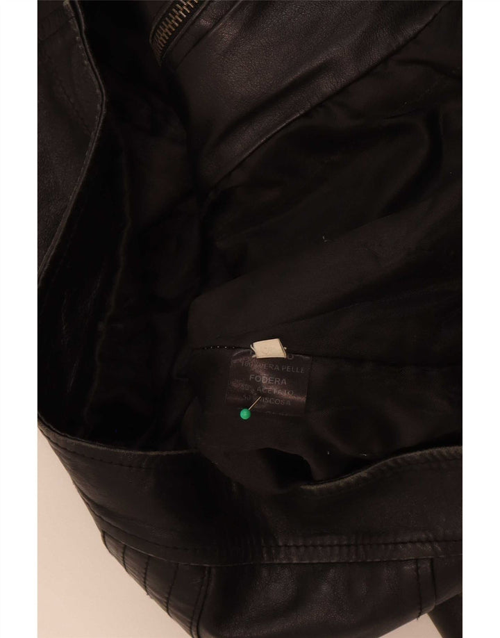 Vintage Mens Leather Biker Jacket IT 46 Small Black
