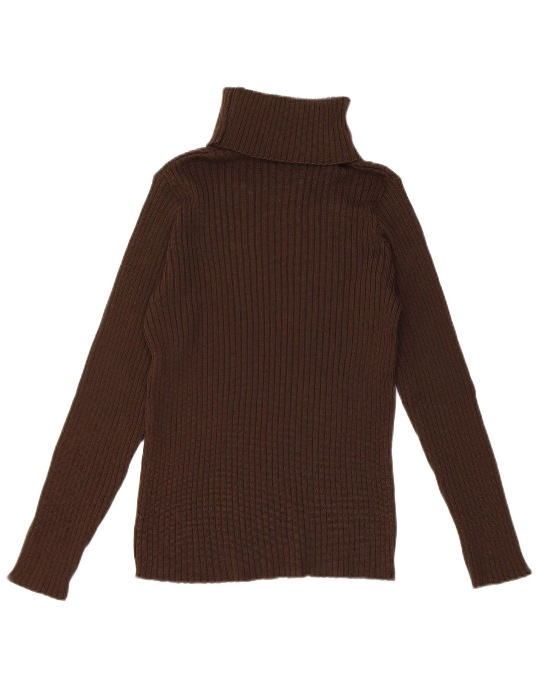 Vintage Womens Roll Neck Jumper Sweater EU 36 Small Brown Merino Wool