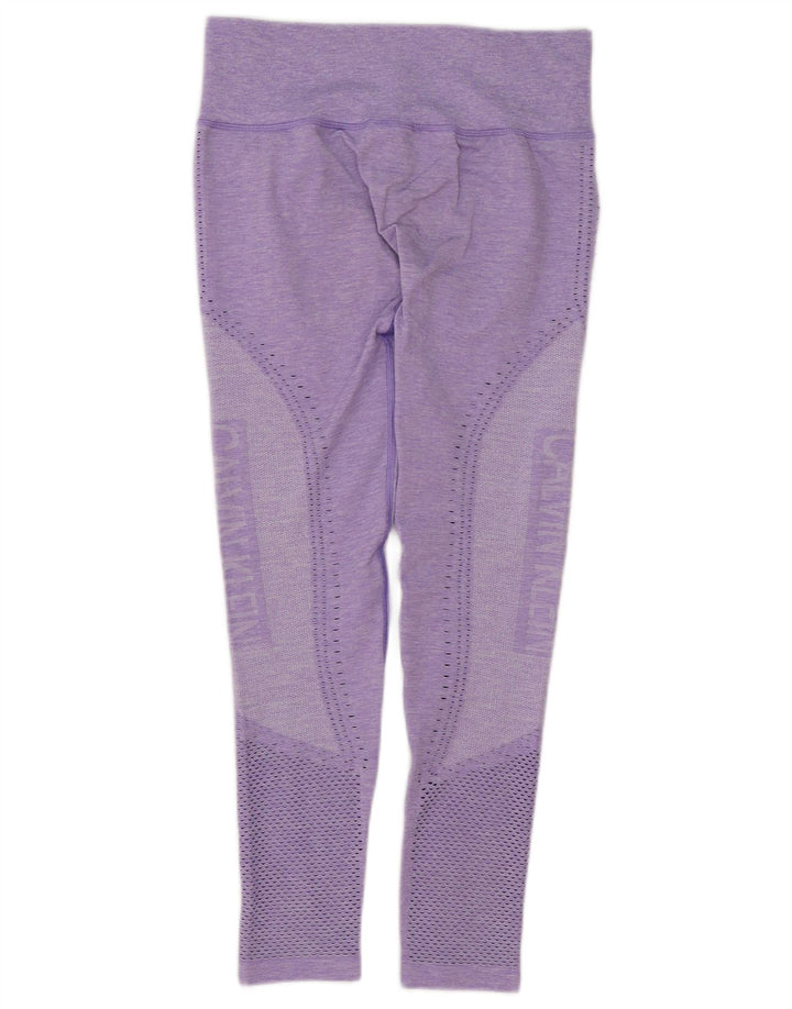 Calvin Klein Womens Graphic Leggings UK 12 Medium  Purple Flecked Polyester
