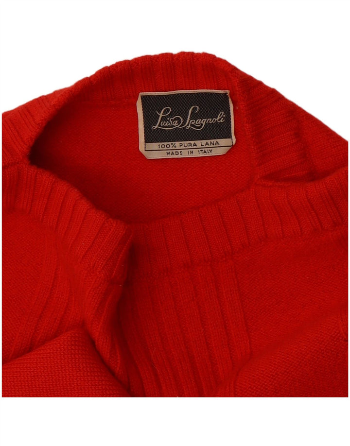 Luisa Spagnoli Womens Boat Neck Jumper Sweater UK 14 Medium Red Wool